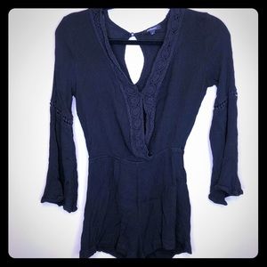 Ambiance Black Long Sleeve Romper